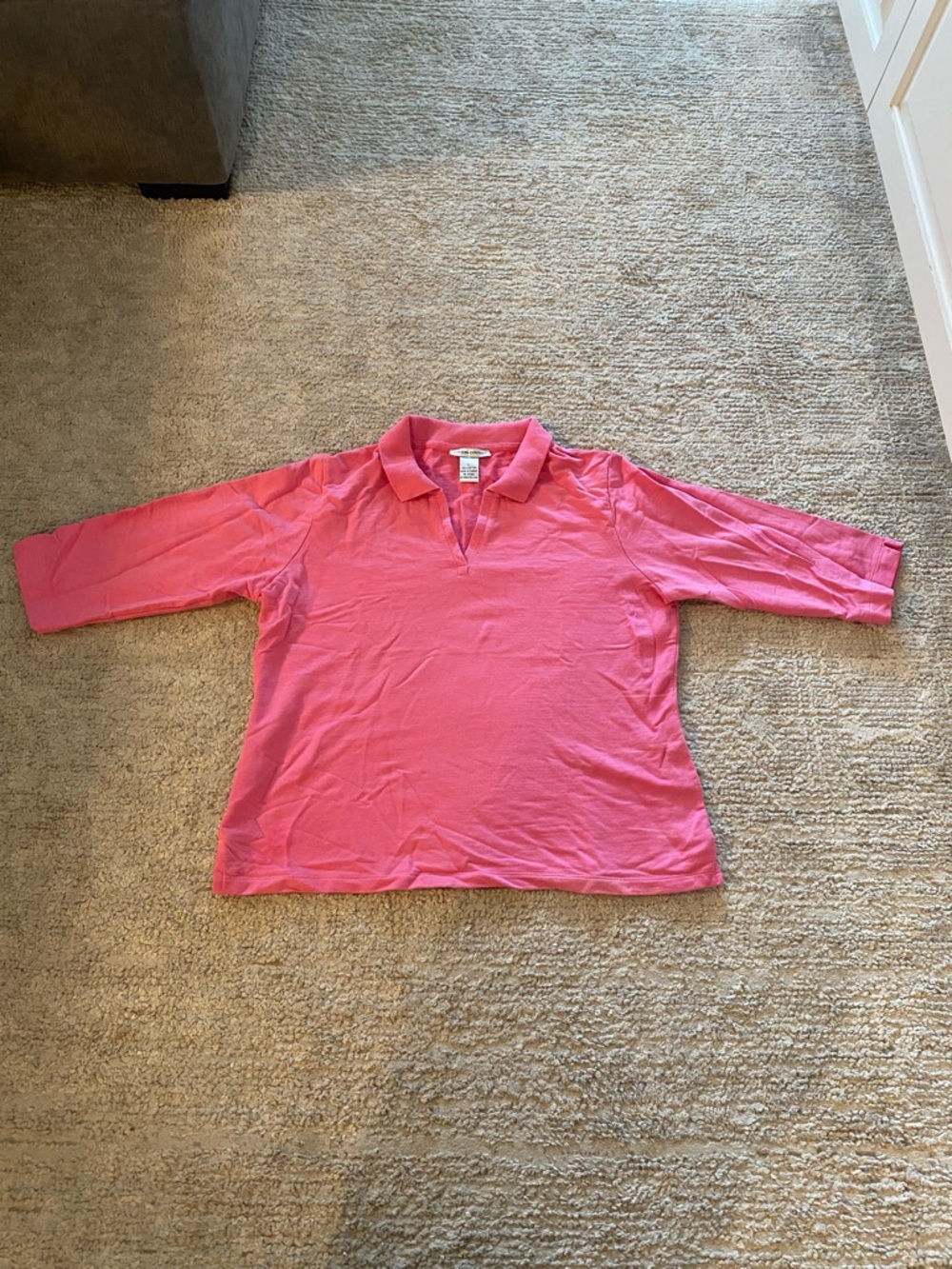 Cotton Couture Pink Polo Top - 3/4 Sleeve size L